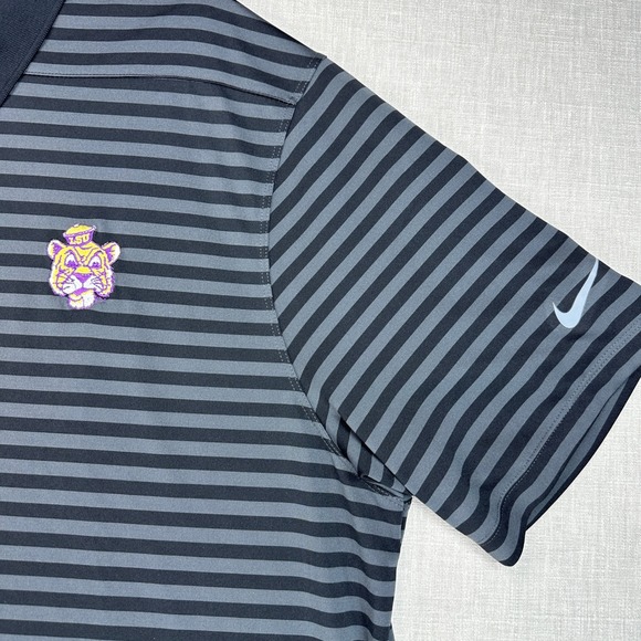 Nike Golf LSU Tigers Polo Mens XL Black Grey Striped Dri-FIT 891853-010 - Picture 7 of 10